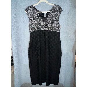 London Times Black & Silver Lace Sheath Womens Dress Size 14